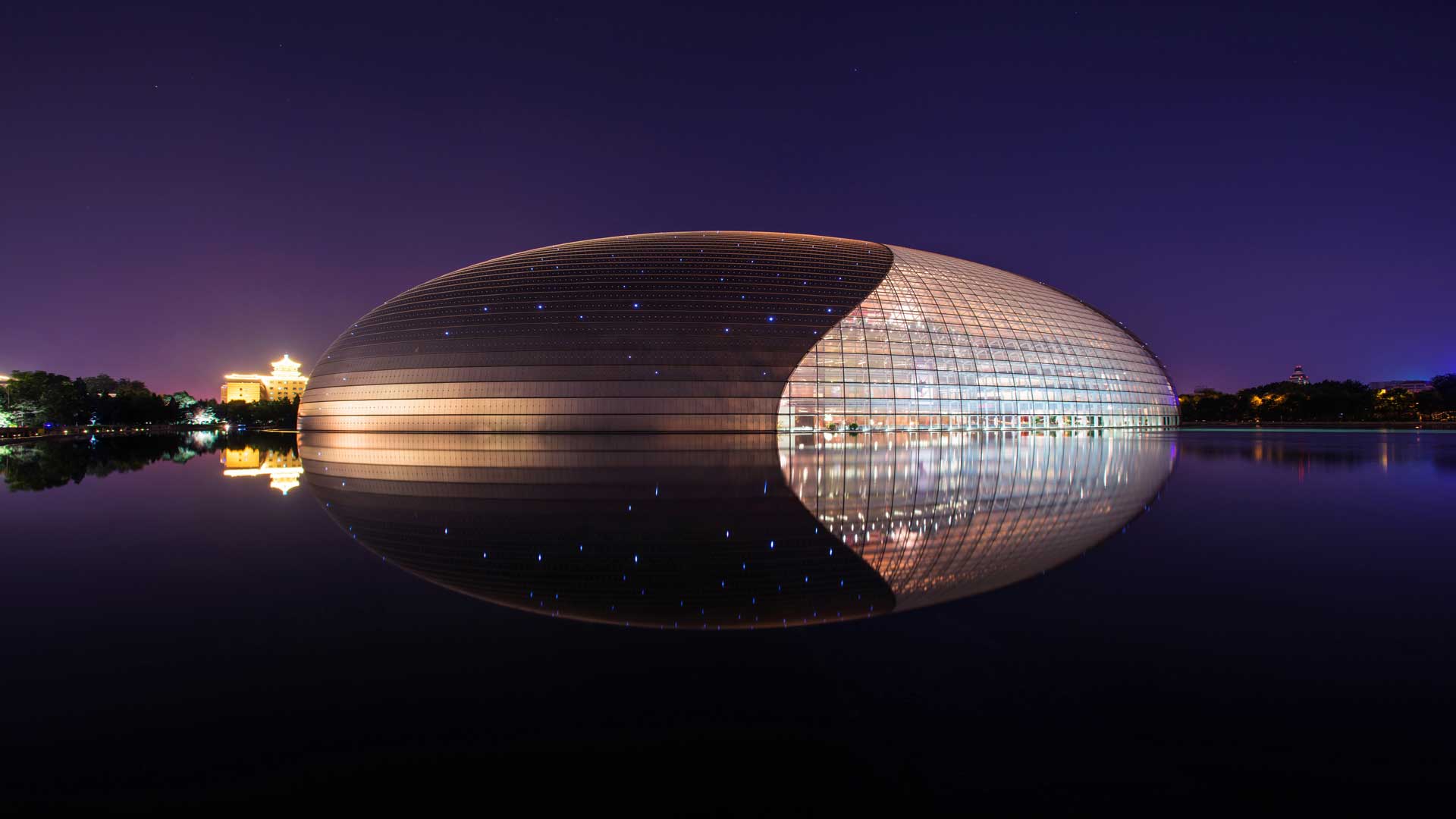 中国北京 夜晚 国家大剧院 5K壁纸