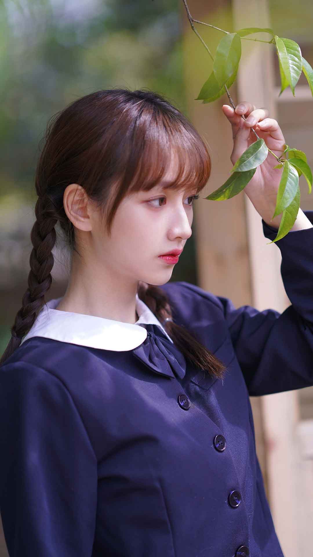 双马尾JK少女活力灵动户外写真