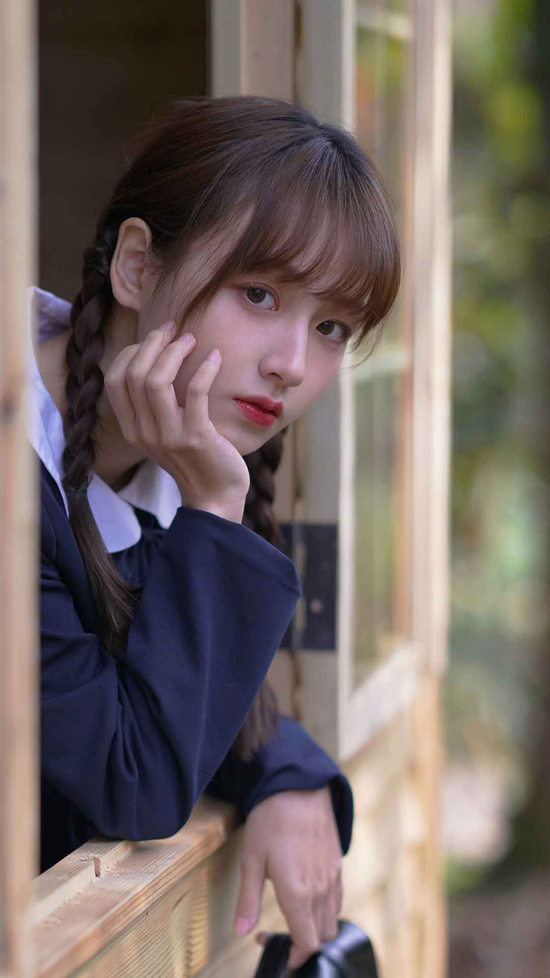 双马尾JK少女活力灵动户外写真01