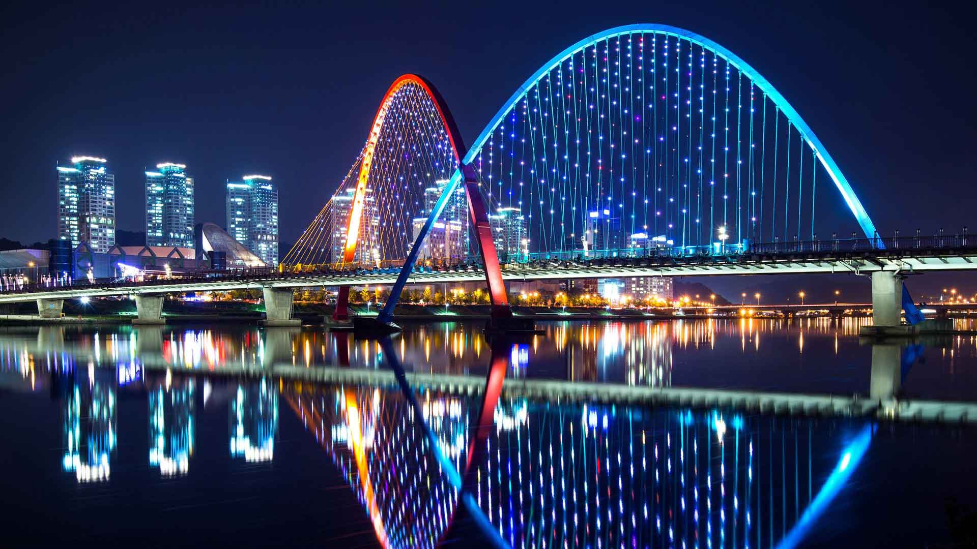 夜晚的世博桥