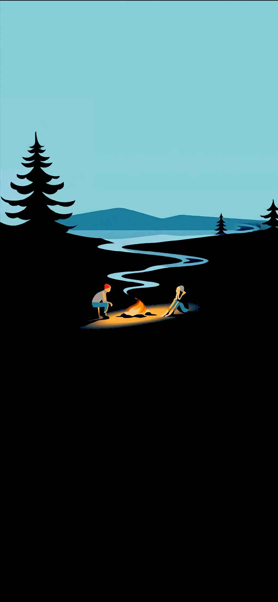 简约海滩黑暗 iPhone 壁纸