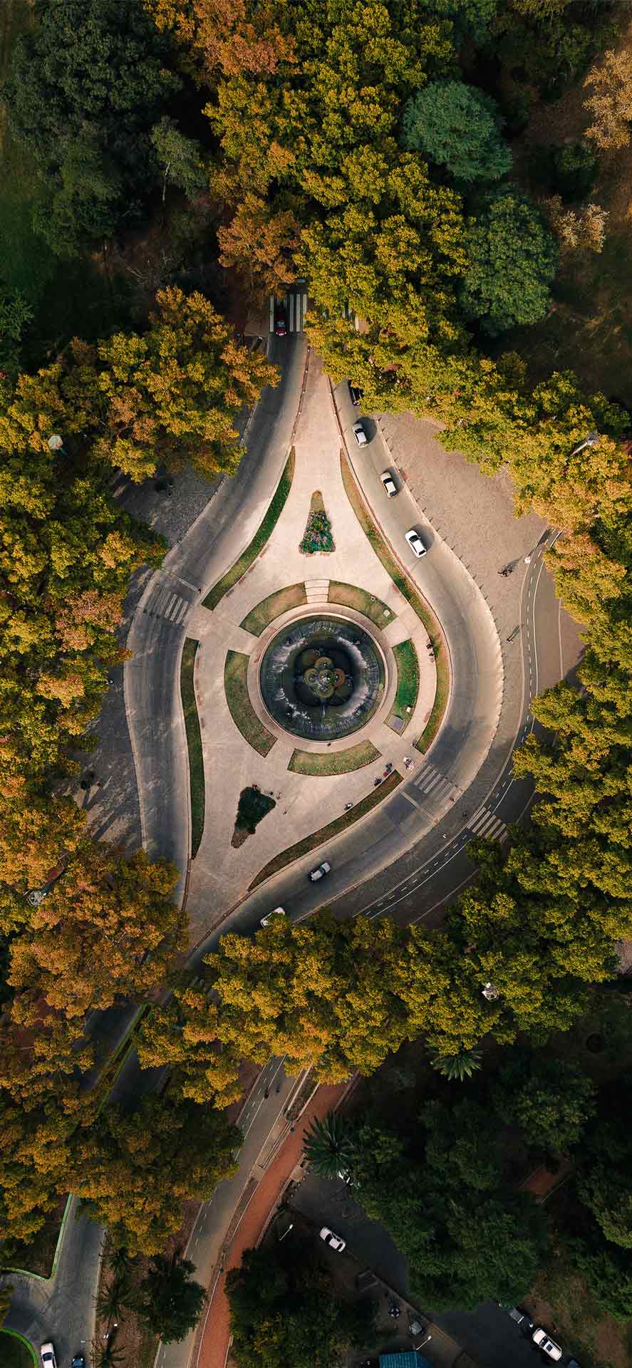 城市航拍喷泉鸟瞰图