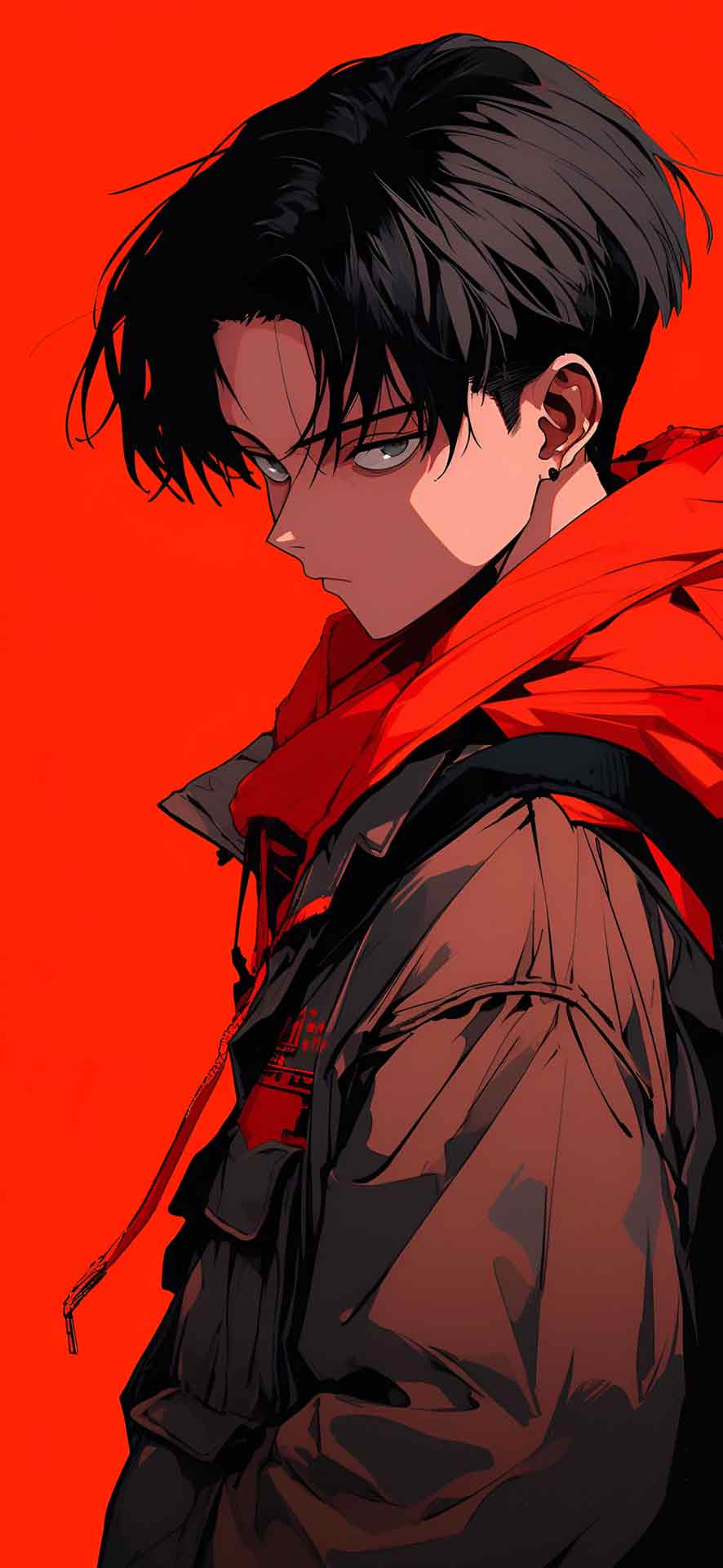 AOT 利维·阿克曼身穿红色夹克壁纸