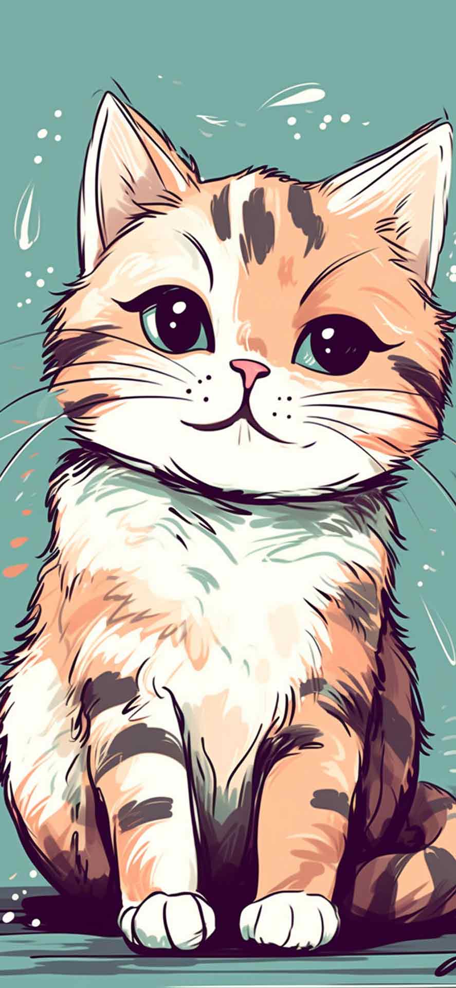 米色和白色可爱猫咪艺术壁纸