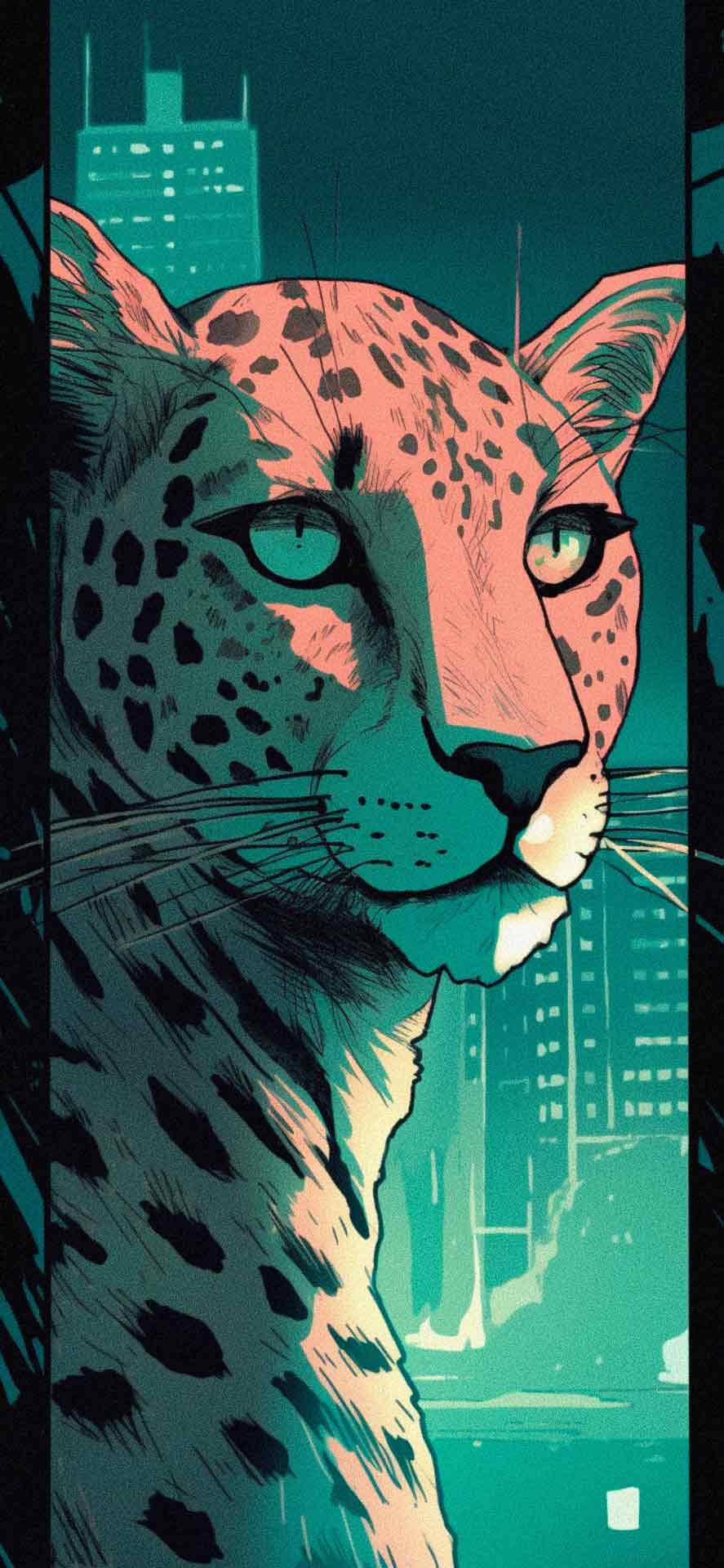 猎豹与城市艺术壁纸