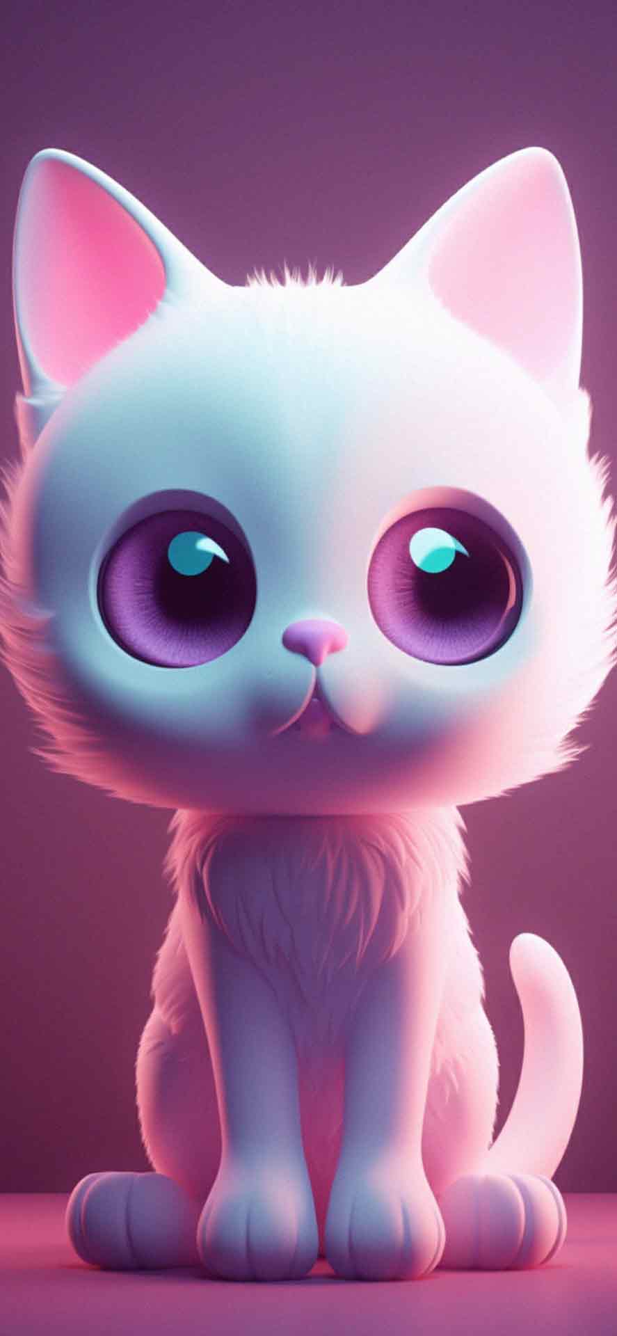 可爱的3D猫紫色壁纸