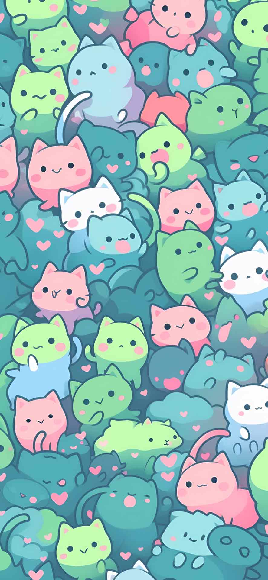 可爱的彩色猫图案壁纸