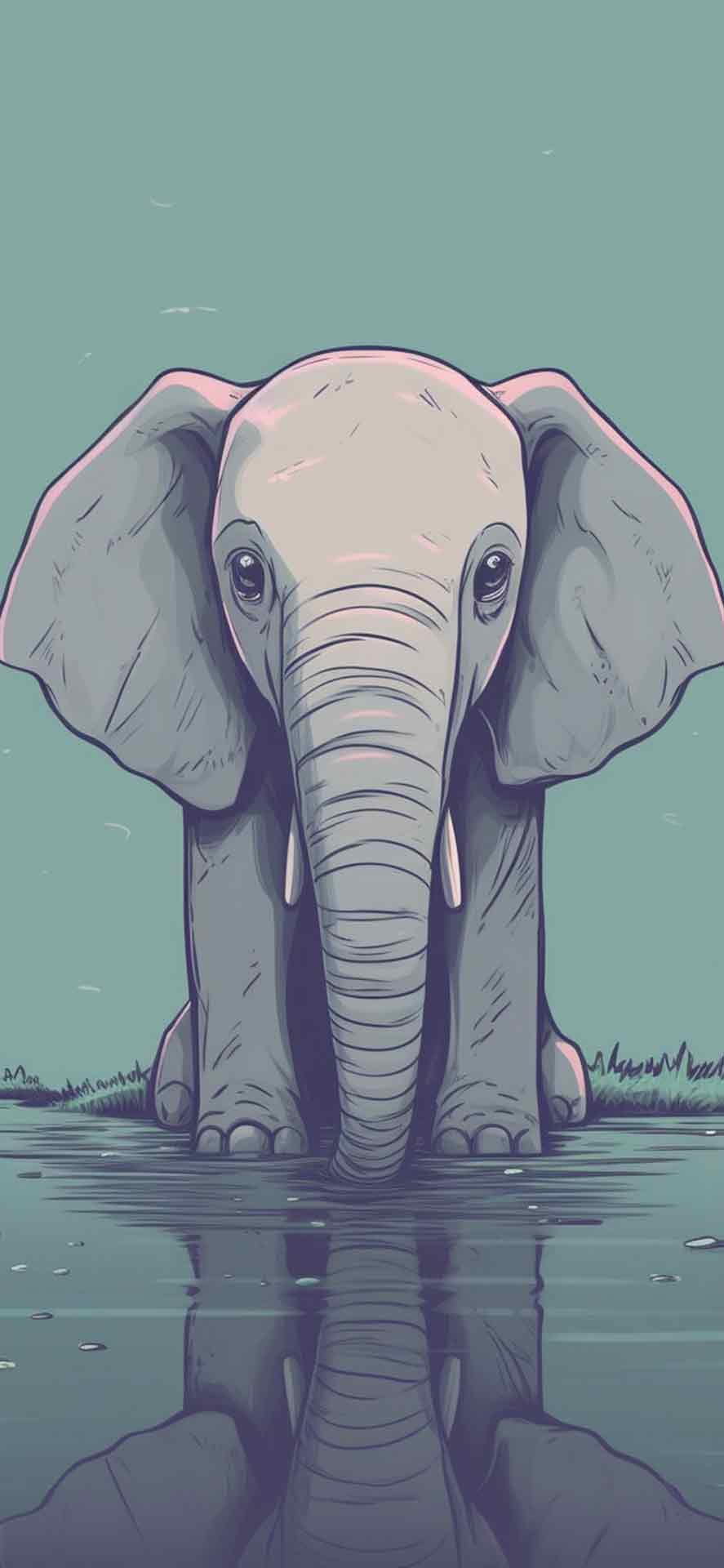 大象在水坑壁纸