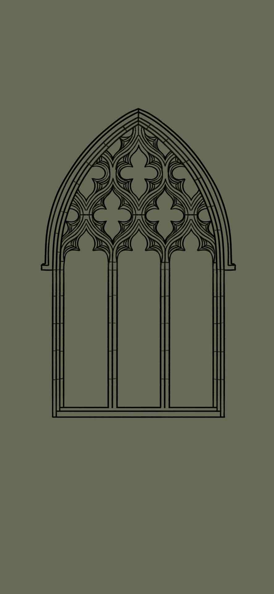 哥特式窗户深绿色壁纸