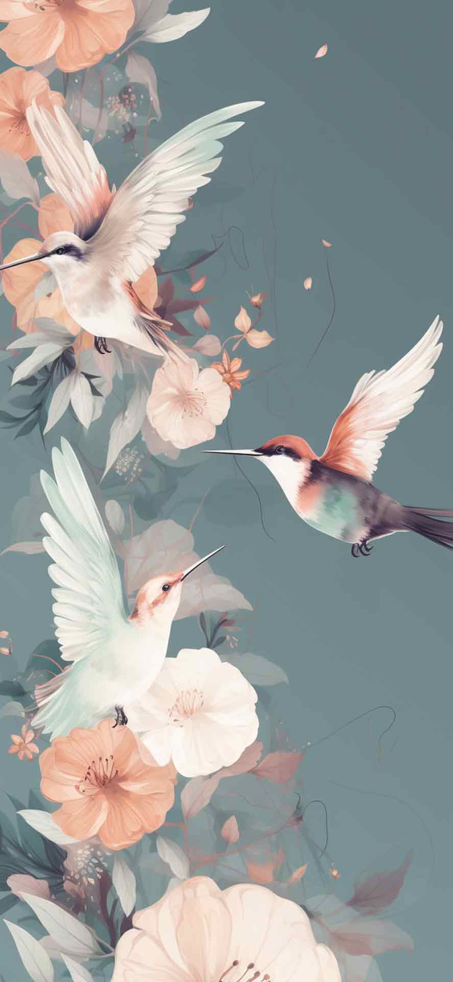 蜂鸟和鲜花壁纸