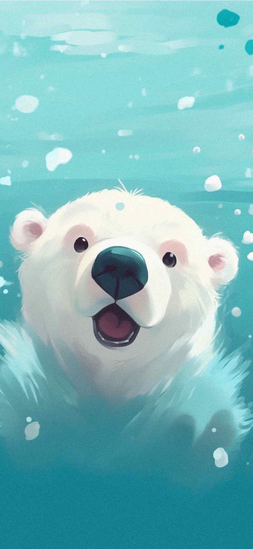 北极熊可爱的蓝色壁纸