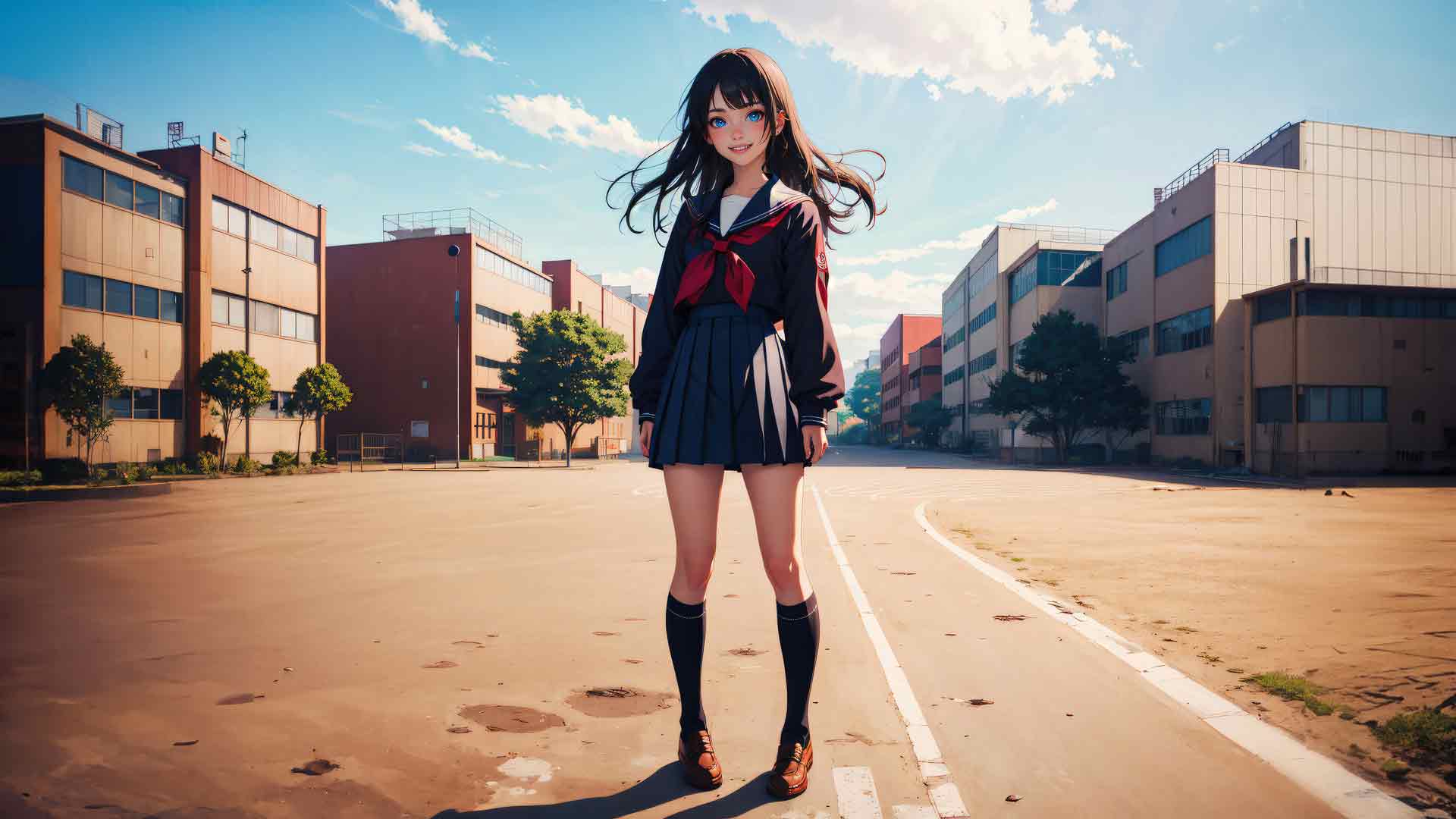 回到学校动漫女孩 4K