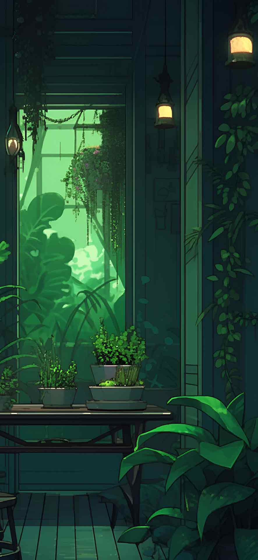 舒适的绿色房间美学壁纸