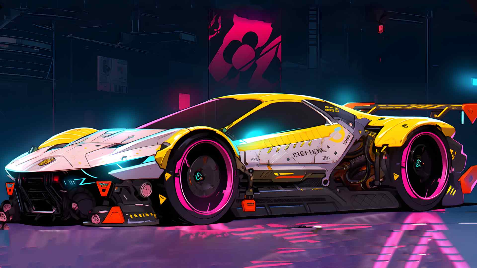 赛博朋克超级跑车桌面壁纸