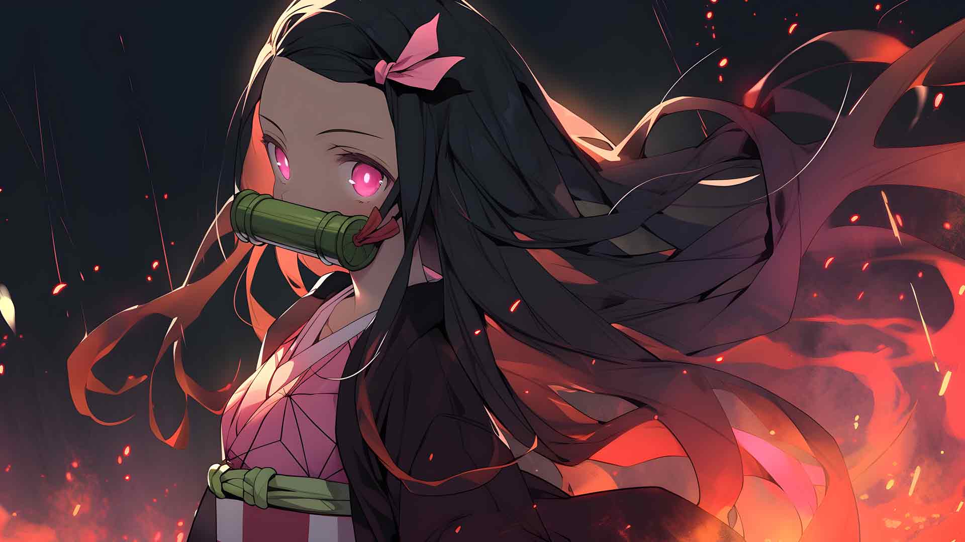 鬼灭之刃祢豆子唯美桌面壁纸