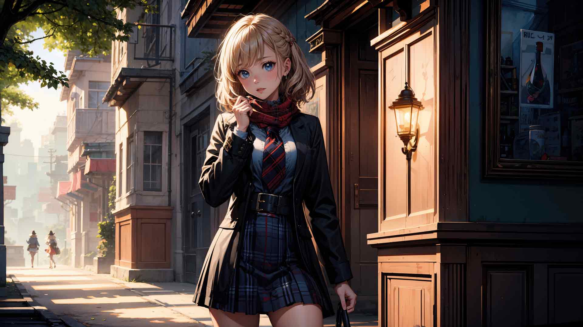 早晨例行公事动漫女孩学校散步 5K