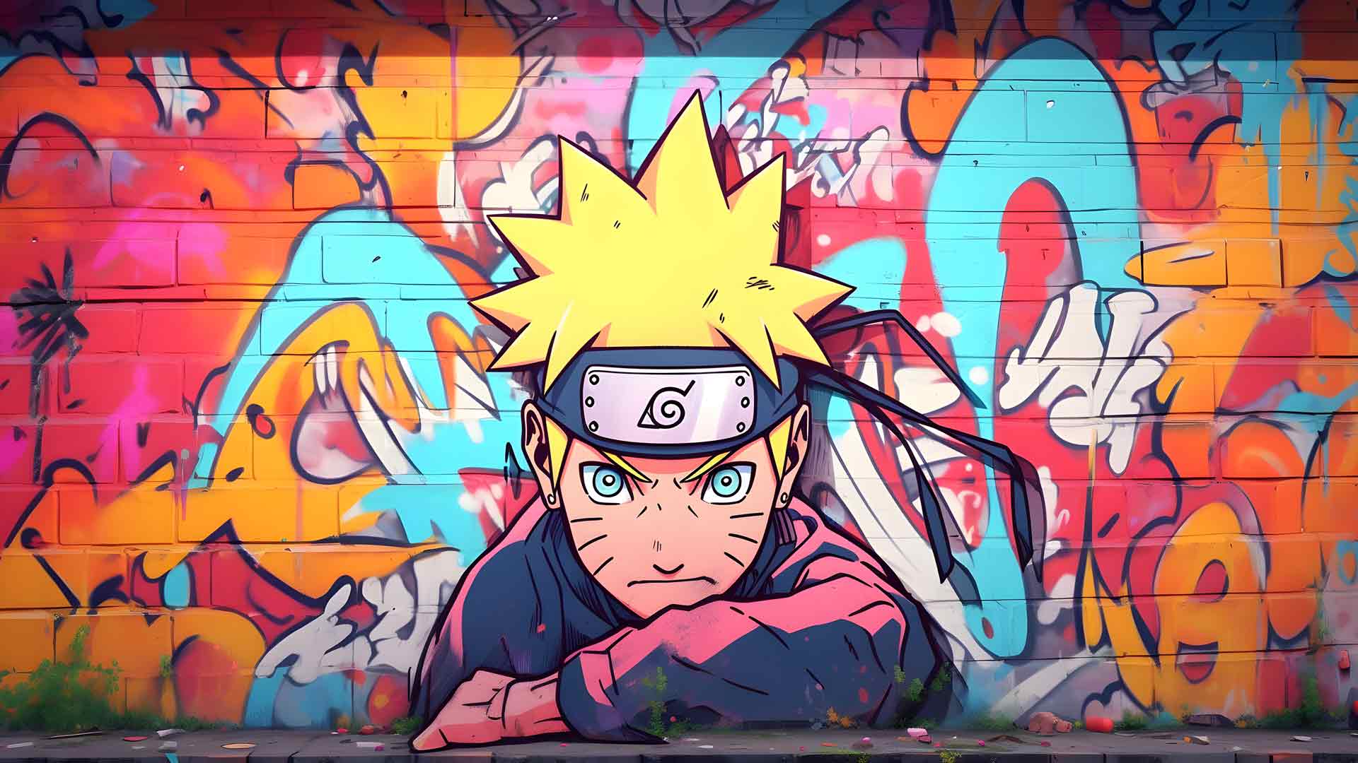 火影忍者街头艺术涂鸦风格桌面壁纸