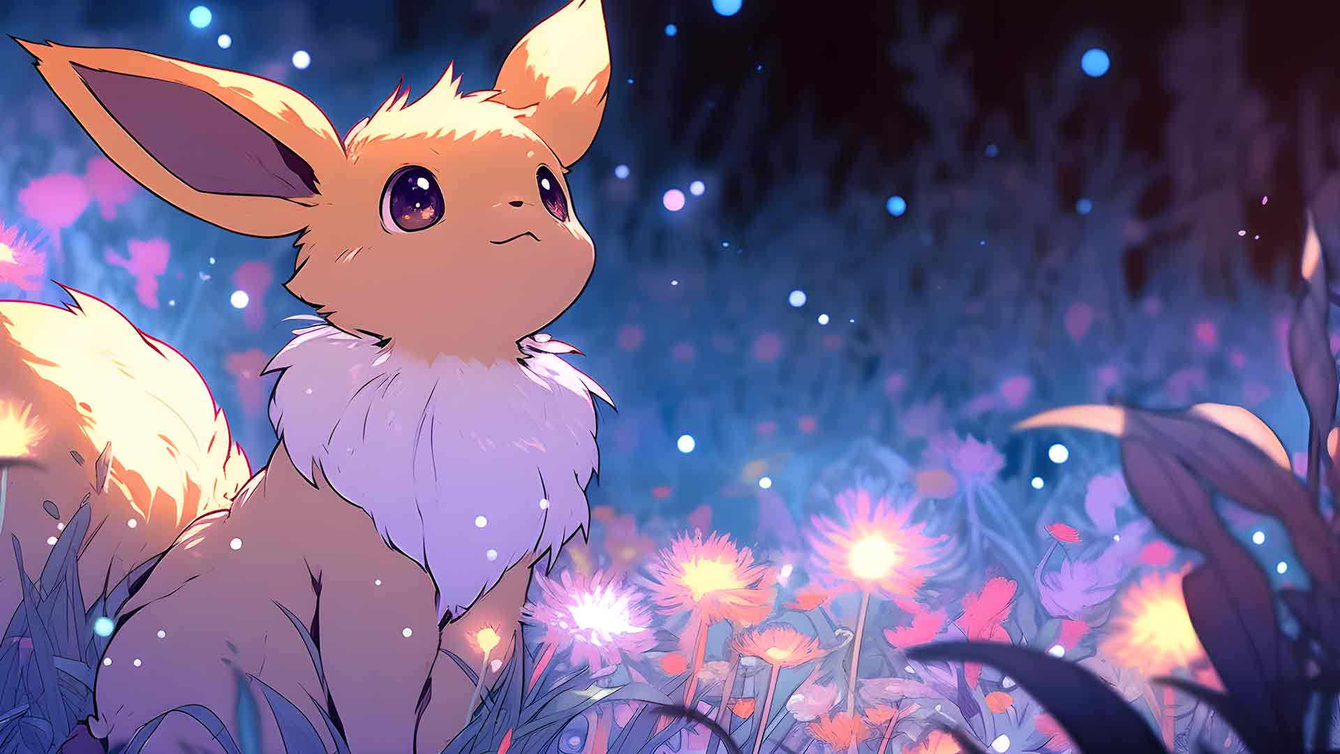精灵宝可梦 EEVEE 美学之夜桌面壁纸
