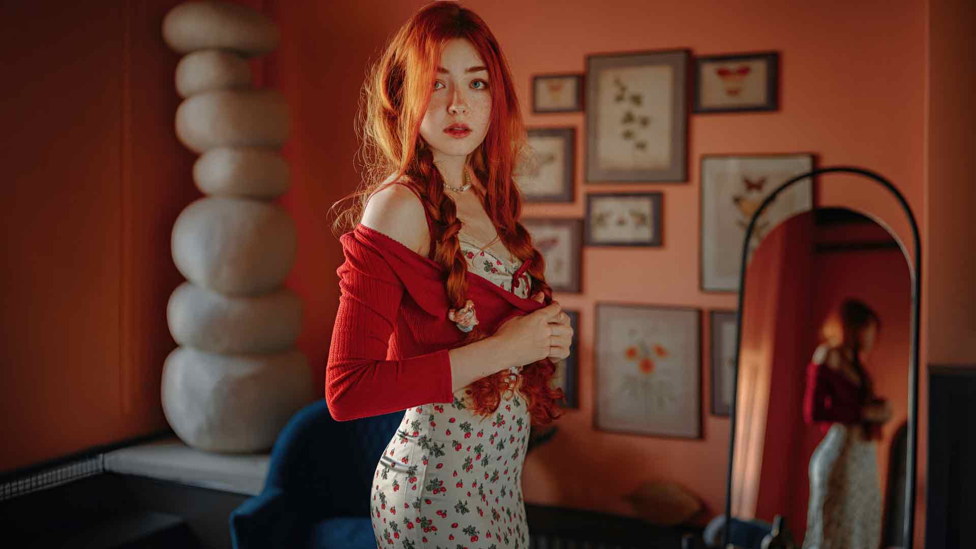 红发辫子女孩 4K