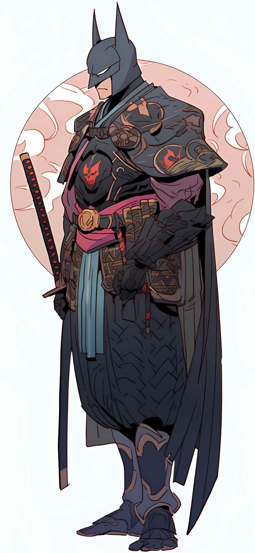 吉卜力风格壁纸中的武士蝙蝠侠