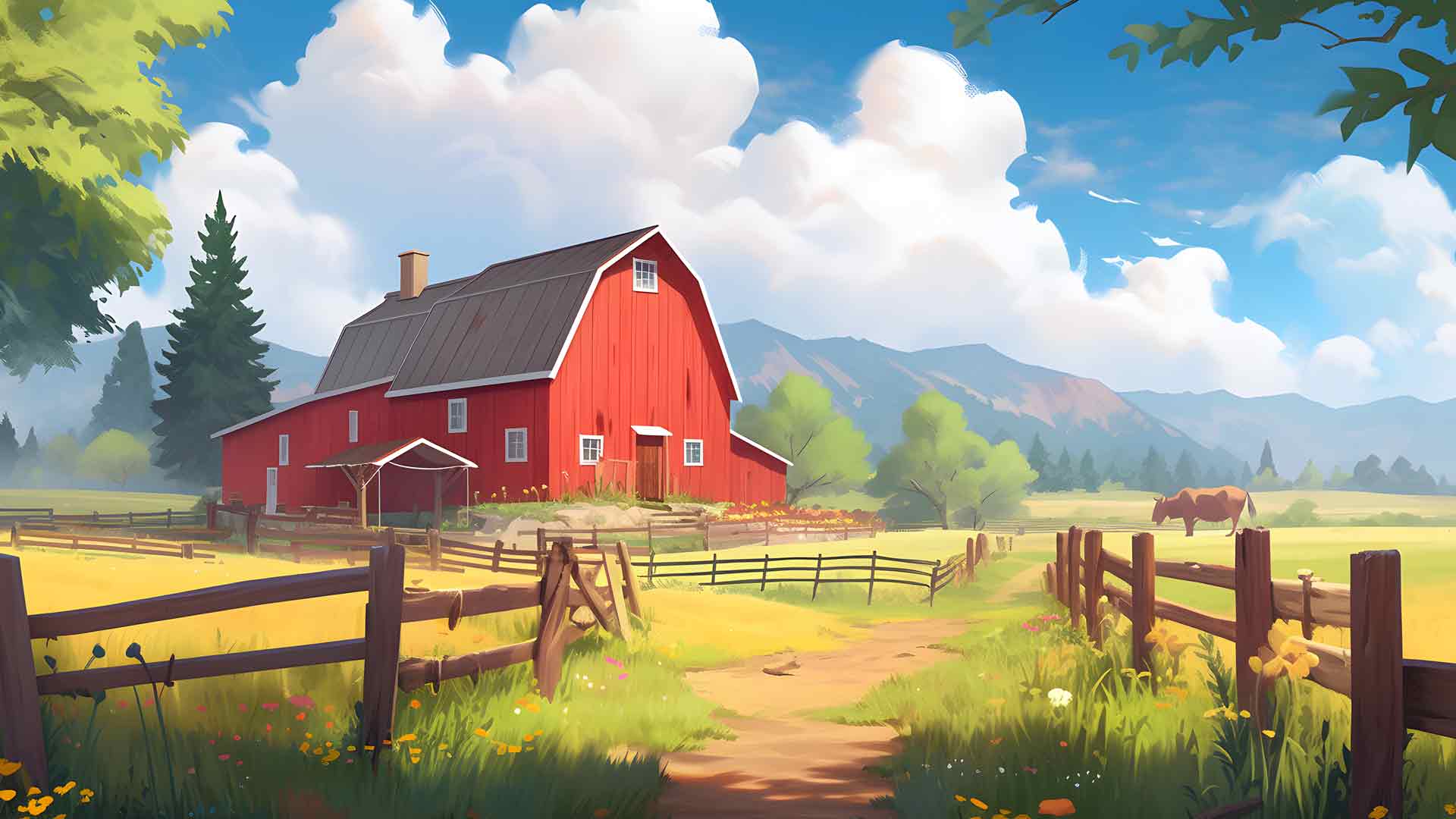 美学农场和牛桌面壁纸