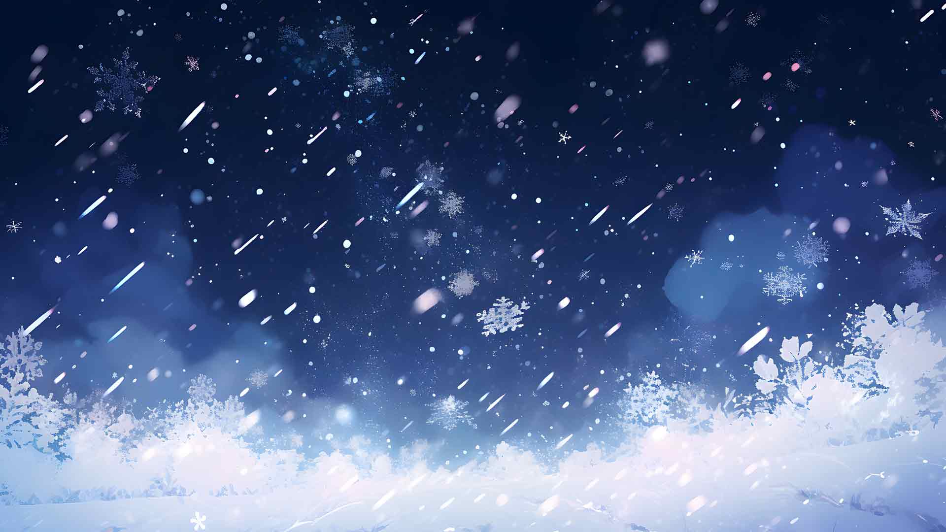 唯美夜晚雪花桌面壁纸