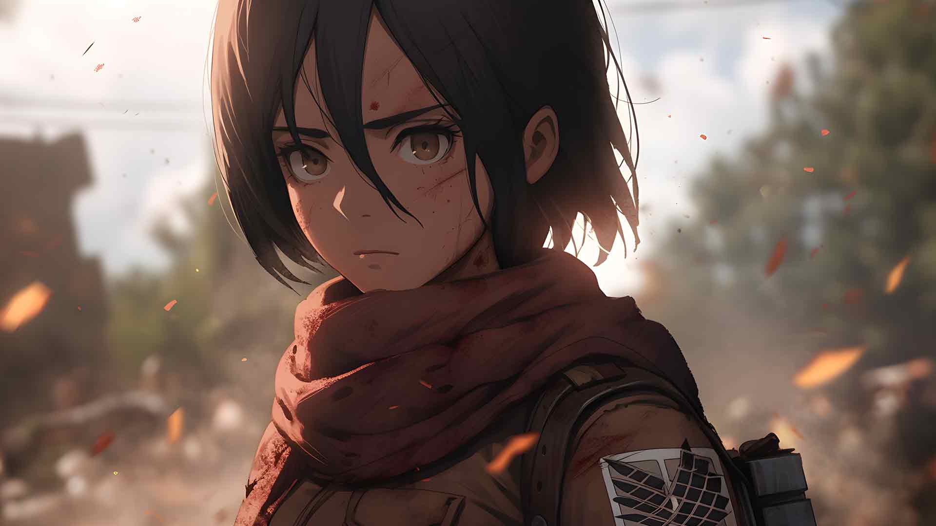 AOT 严肃的三笠阿克曼桌面壁纸
