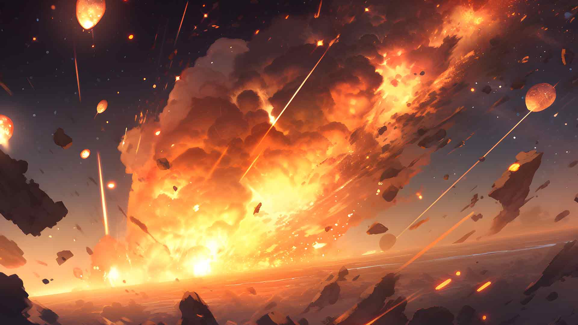 地球上的小行星爆炸桌面壁纸