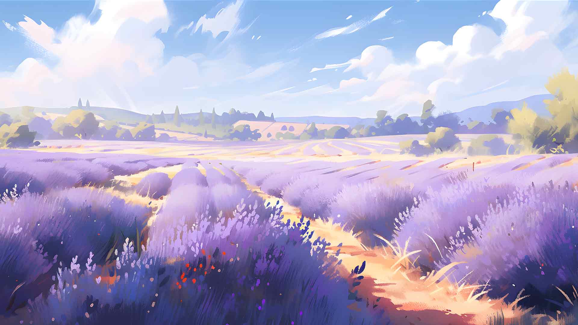 美丽的薰衣草田艺术桌面壁纸
