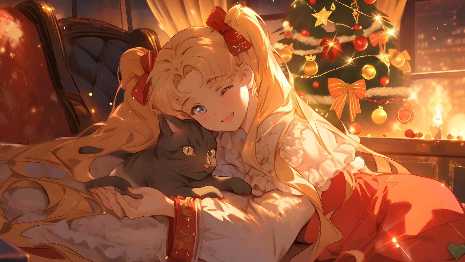 圣诞节美少女战士和露娜桌面壁纸