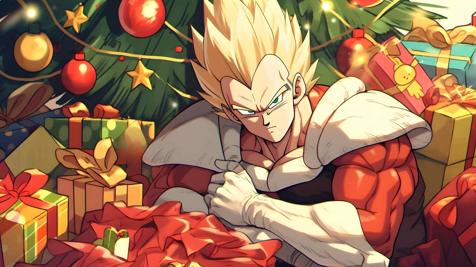 龙珠贝吉塔与圣诞礼物桌面壁纸