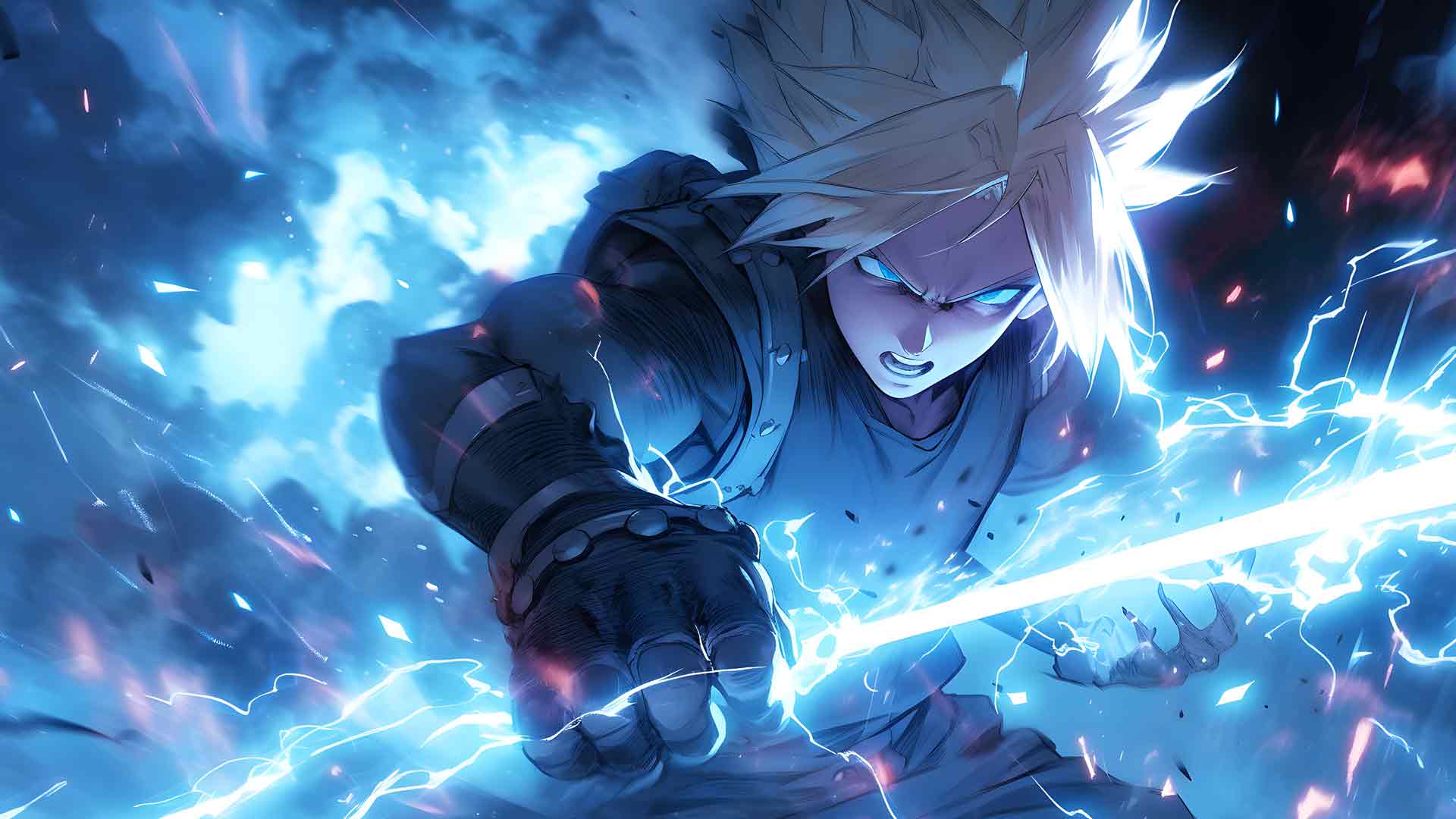 最终幻想 CLOUD STRIFE 蓝色艺术桌面壁纸