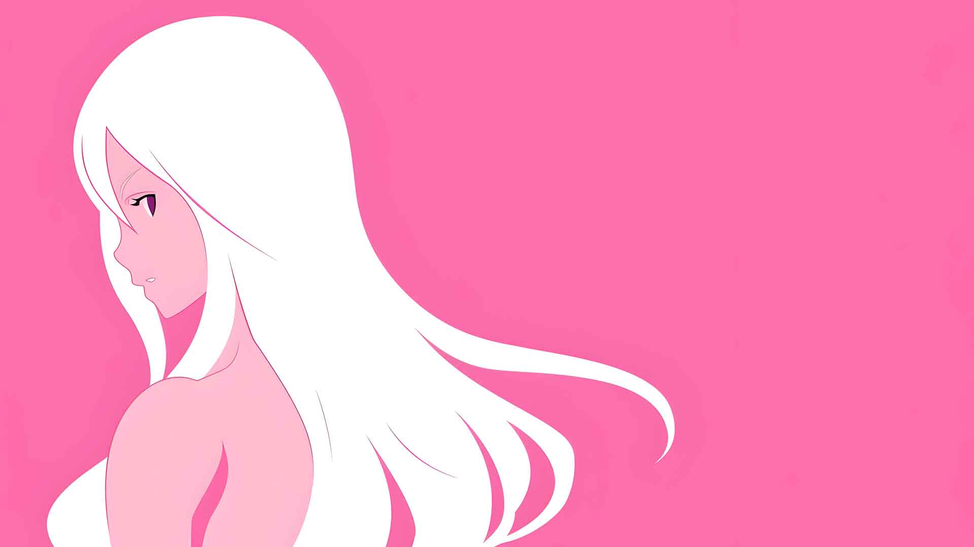 女孩侧视粉色简约桌面壁纸