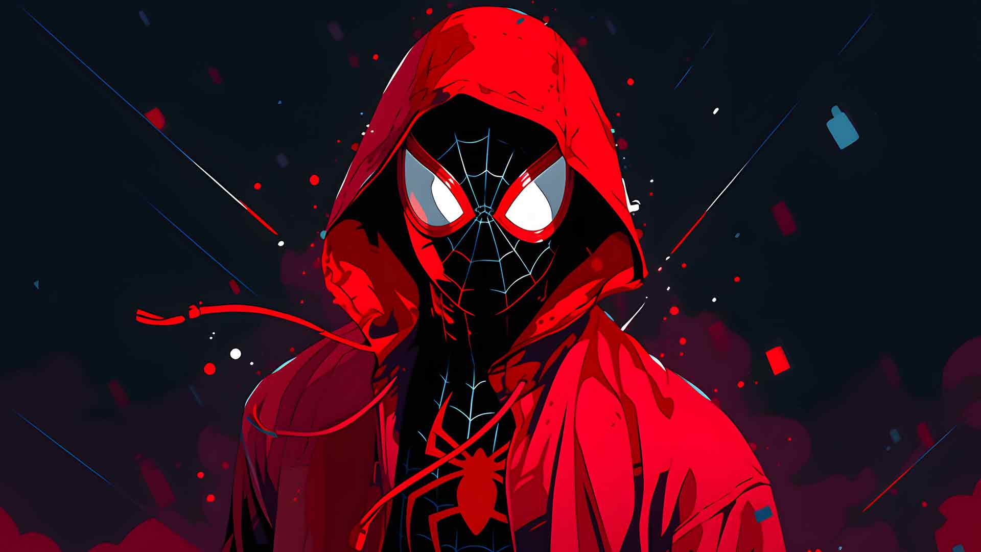 迈尔斯·莫拉莱斯 (MILES MORALES) 红夹克深色桌面壁纸