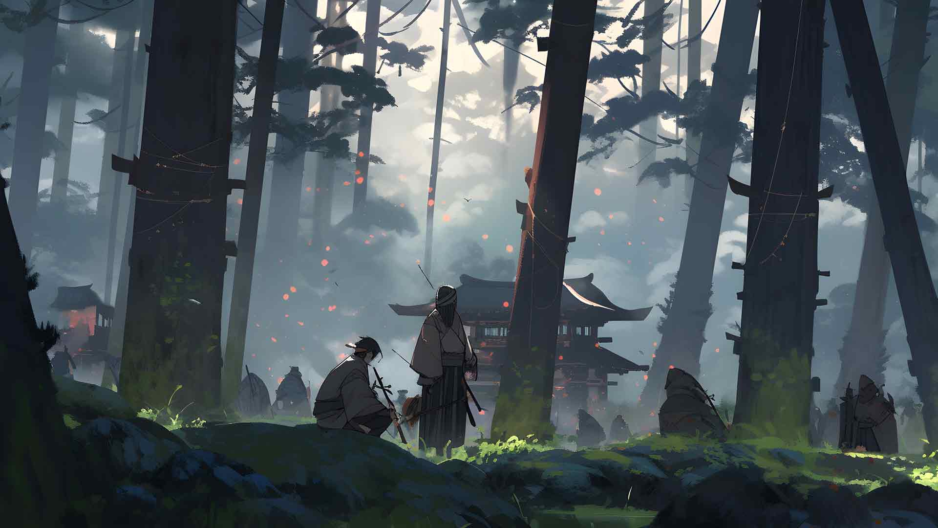 武士聚居地森林桌面壁纸