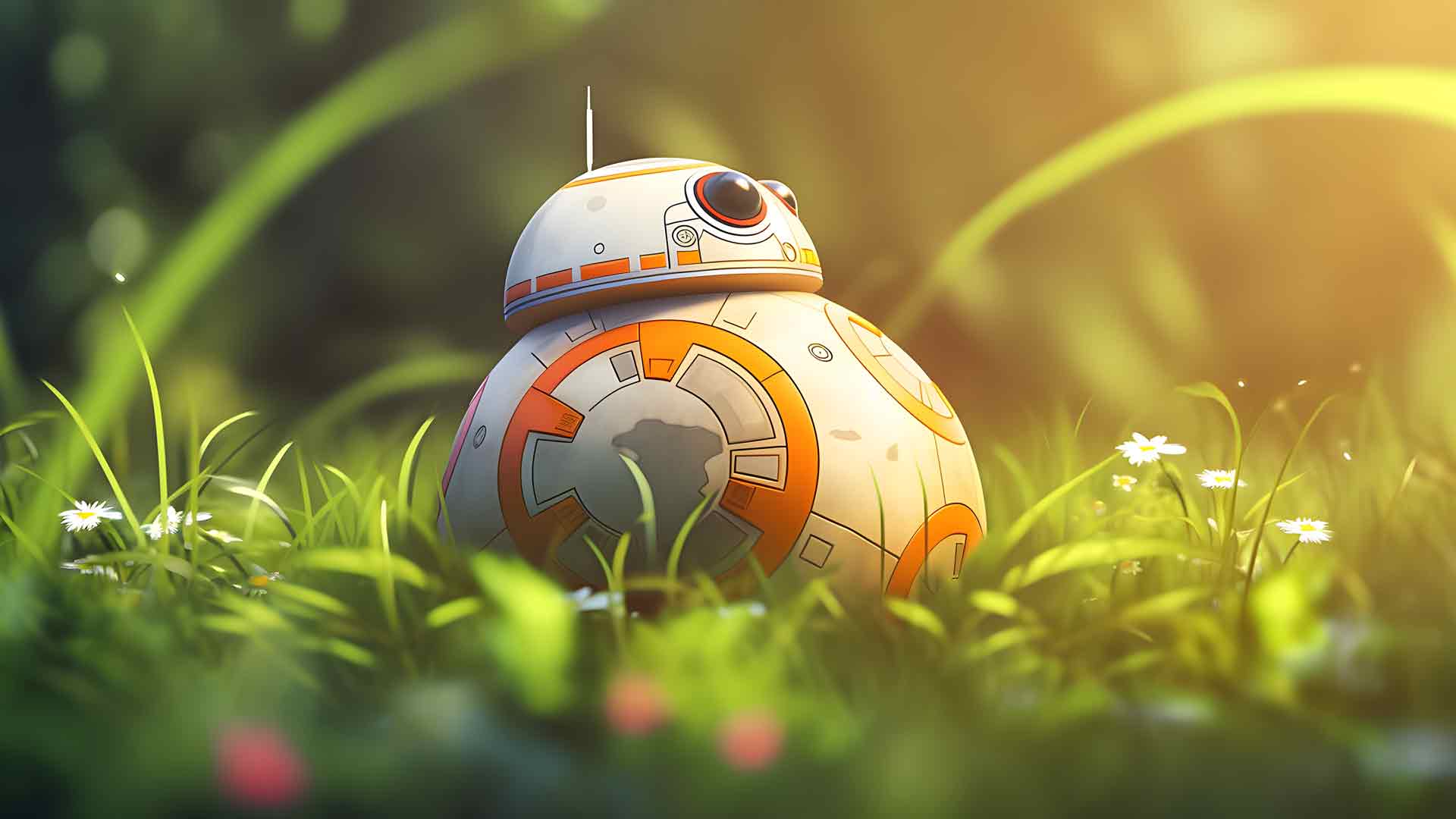 星球大战 BB-8 草桌面壁纸