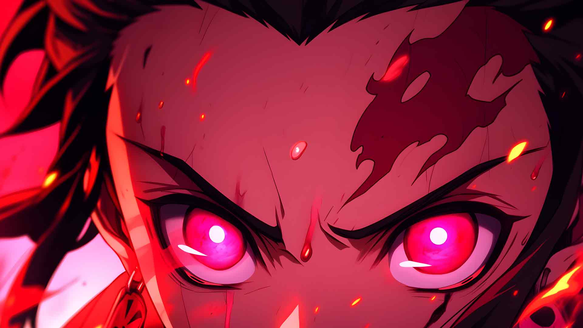 TANJIRO KAMADO 红眼睛 桌面壁纸