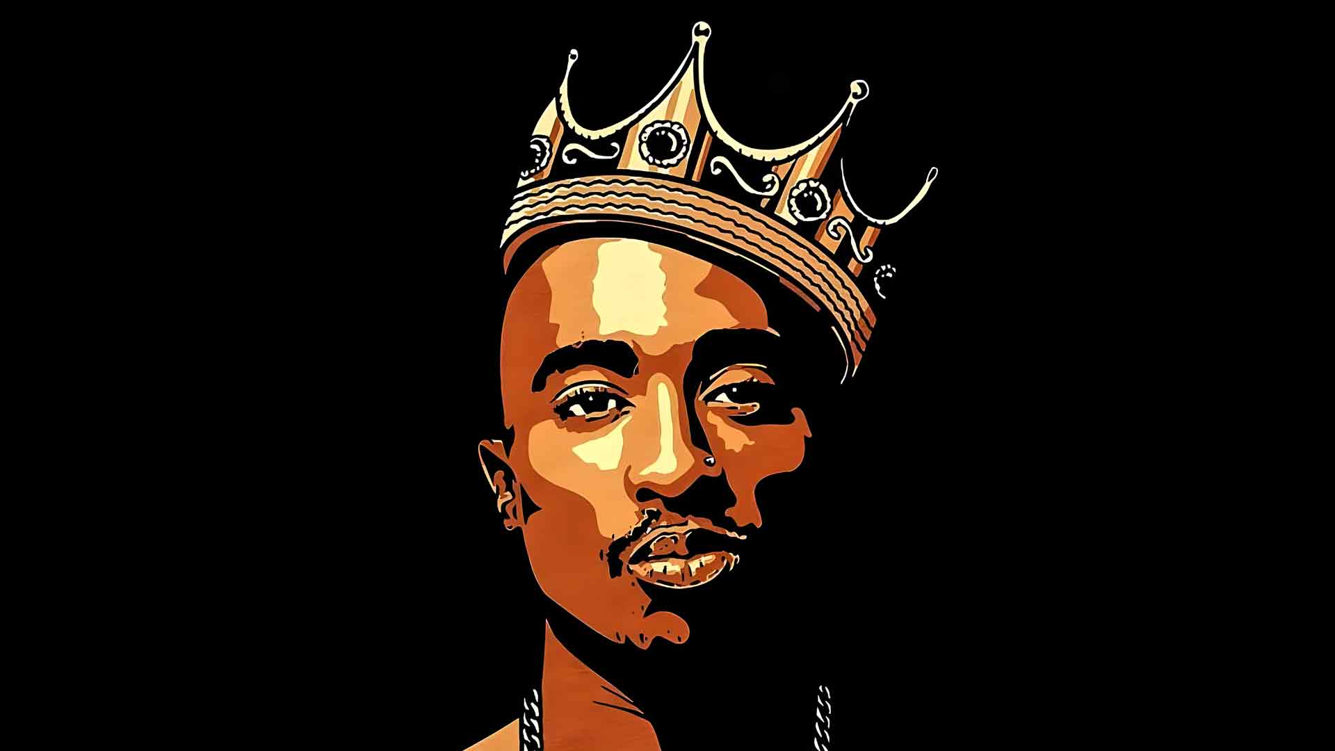 TUPAC SHAKUR 皇冠黑色艺术桌面壁纸