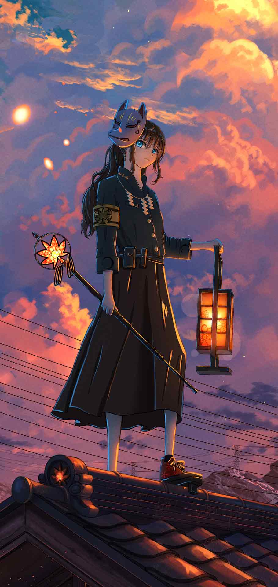 动漫女孩日落手机壁纸