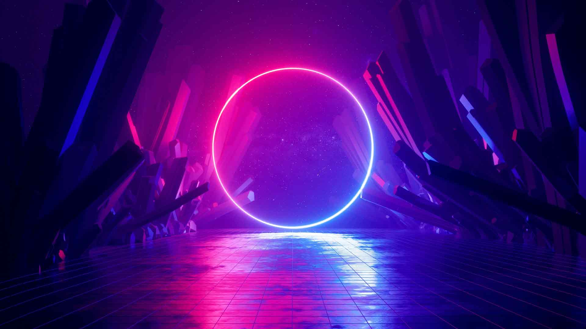 通往复古数字领域的霓虹灯