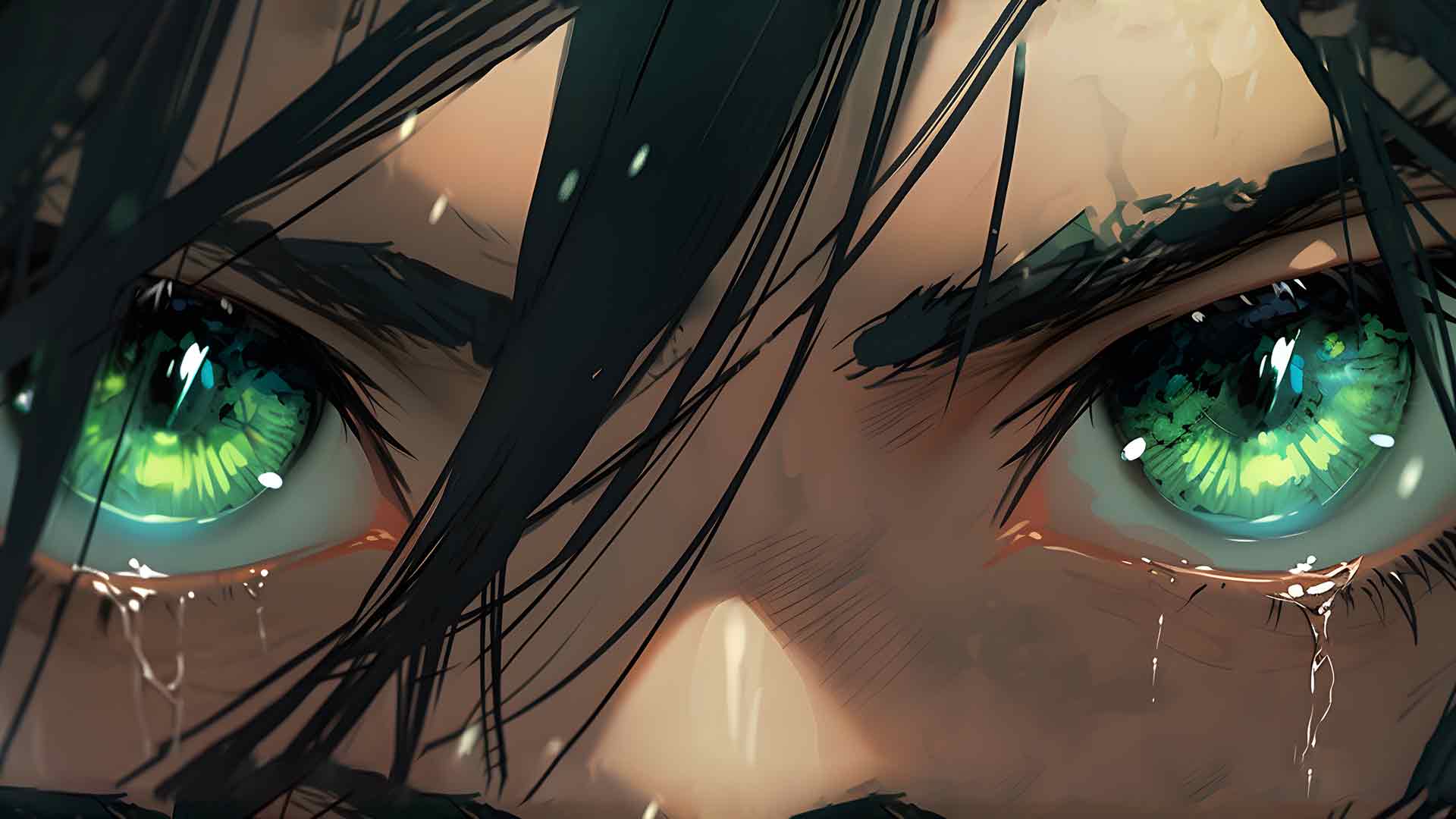 AOT EREN YEAGER 哭泣的绿眼睛桌面壁纸