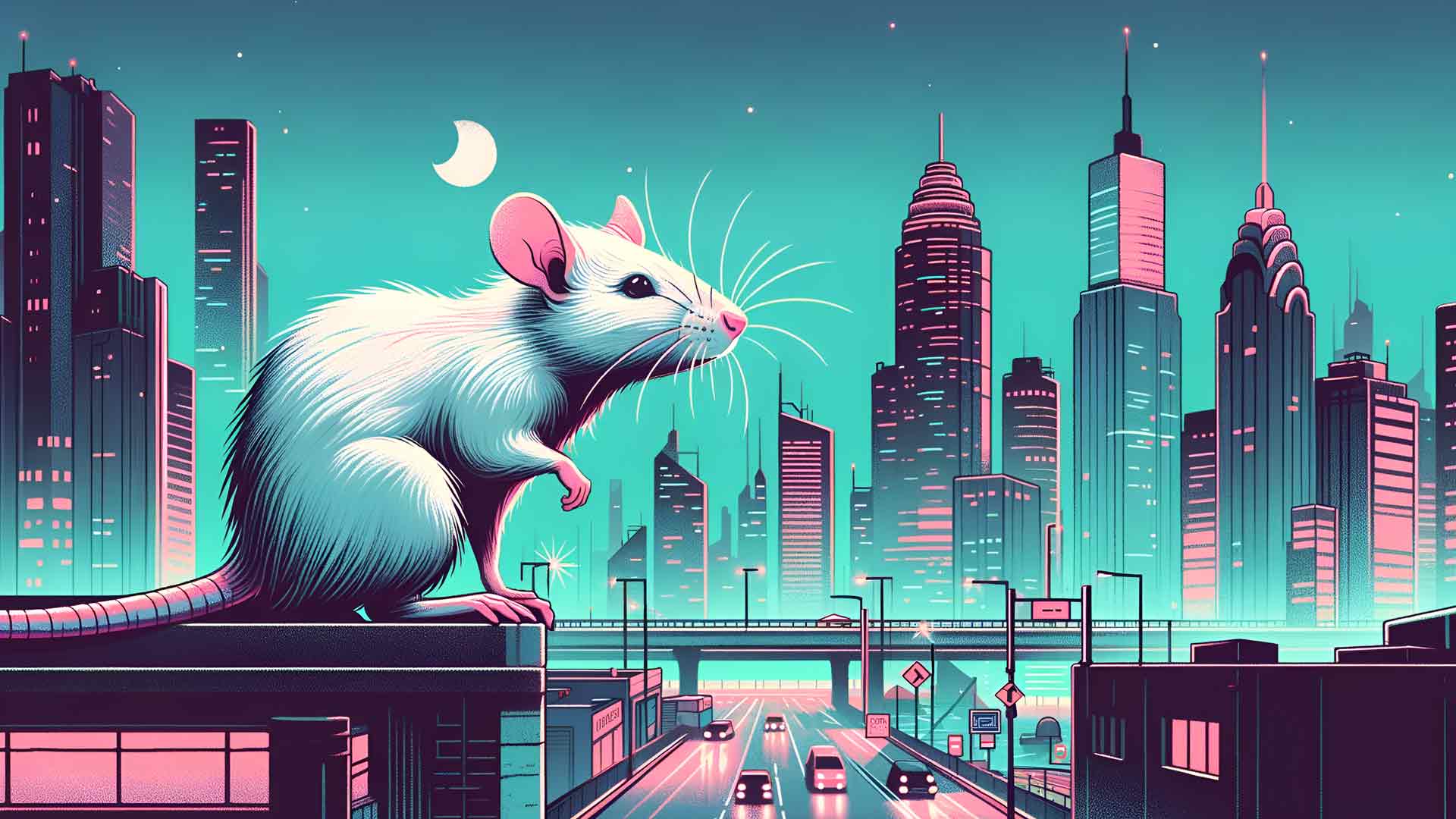 城市景观老鼠绿松石桌面壁纸