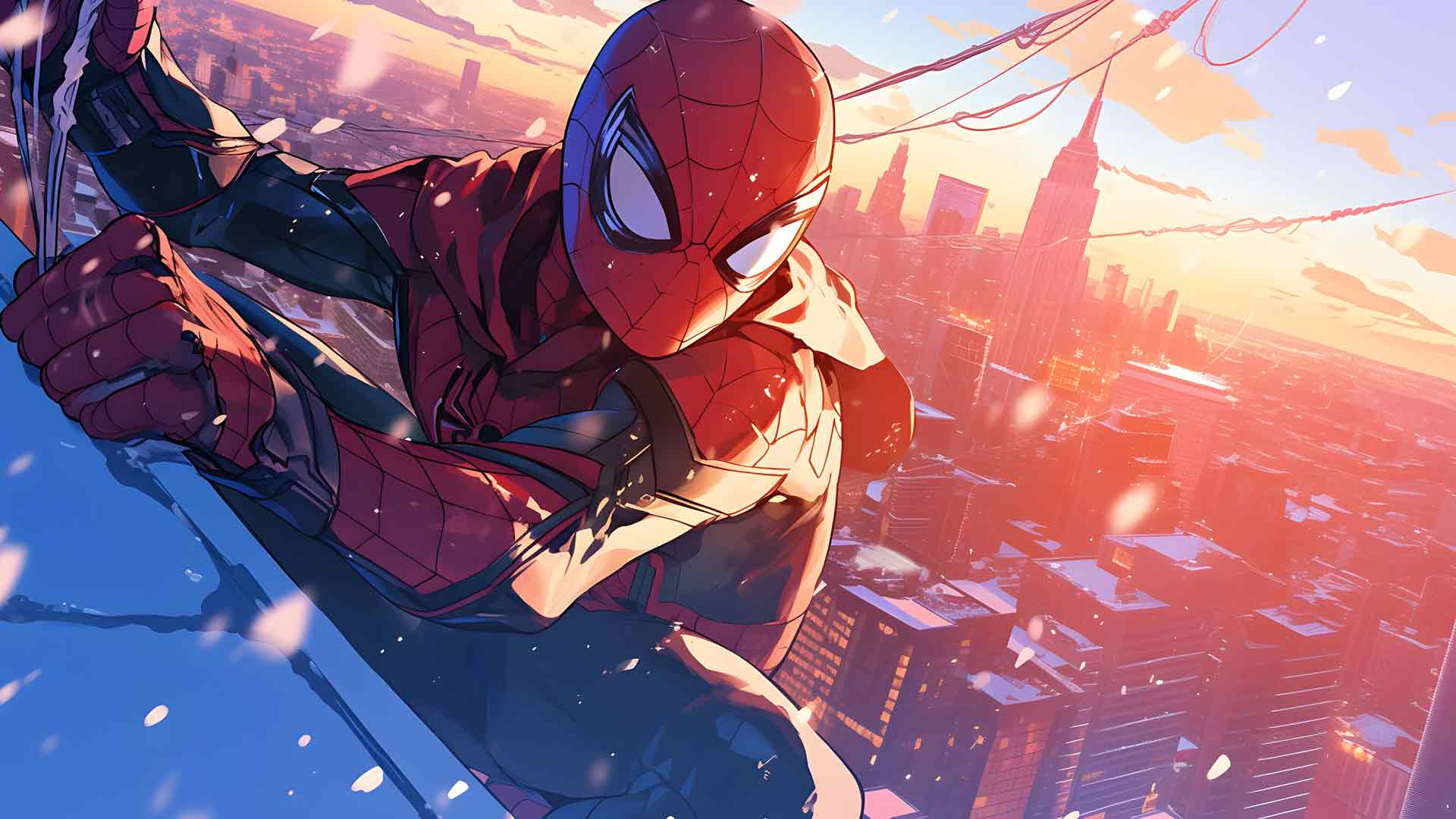 漫威迈尔斯·莫拉莱斯和冬季城市景观桌面壁纸