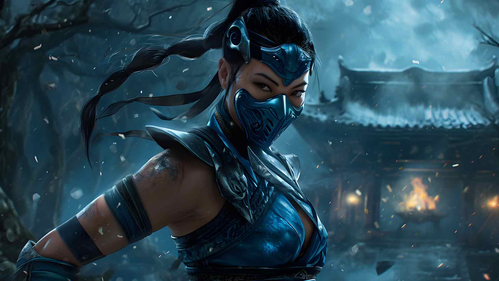 真人快打 KITANA 蓝色桌面壁纸
