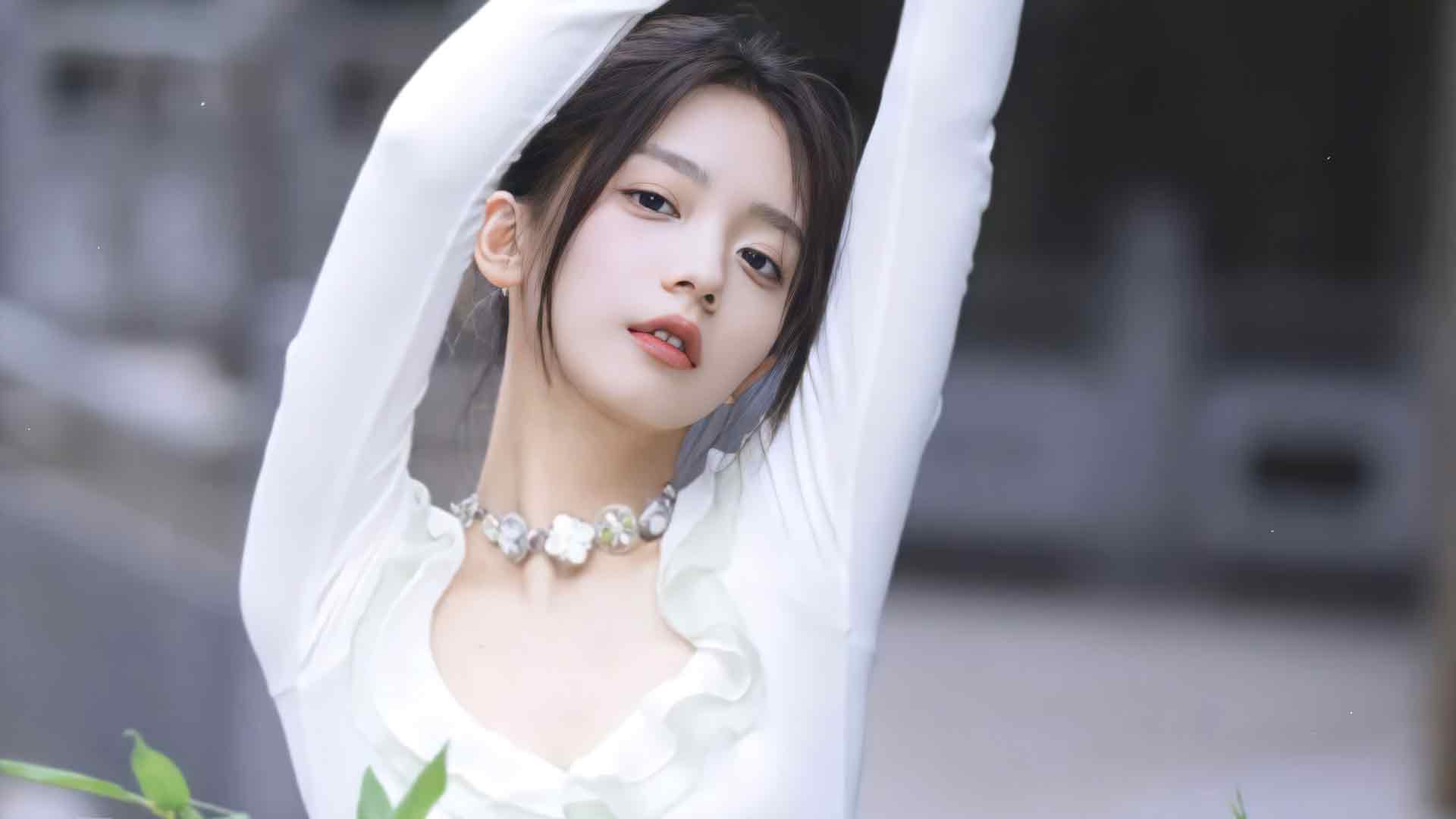 白色衣服可爱清纯美女4k壁纸
