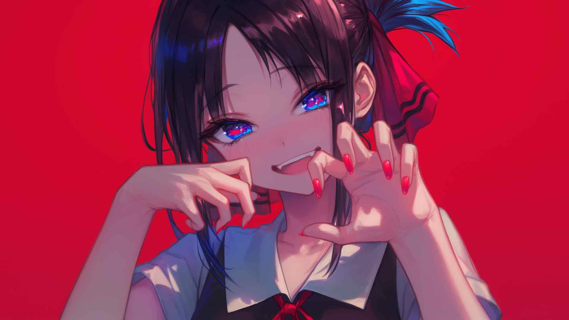 可爱的辉夜姬-SAMA红色桌面壁纸