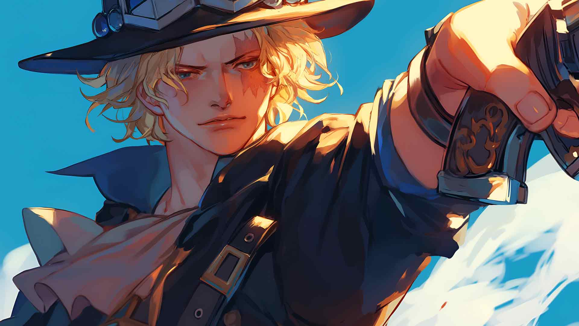 海贼王萨博持枪桌面壁纸