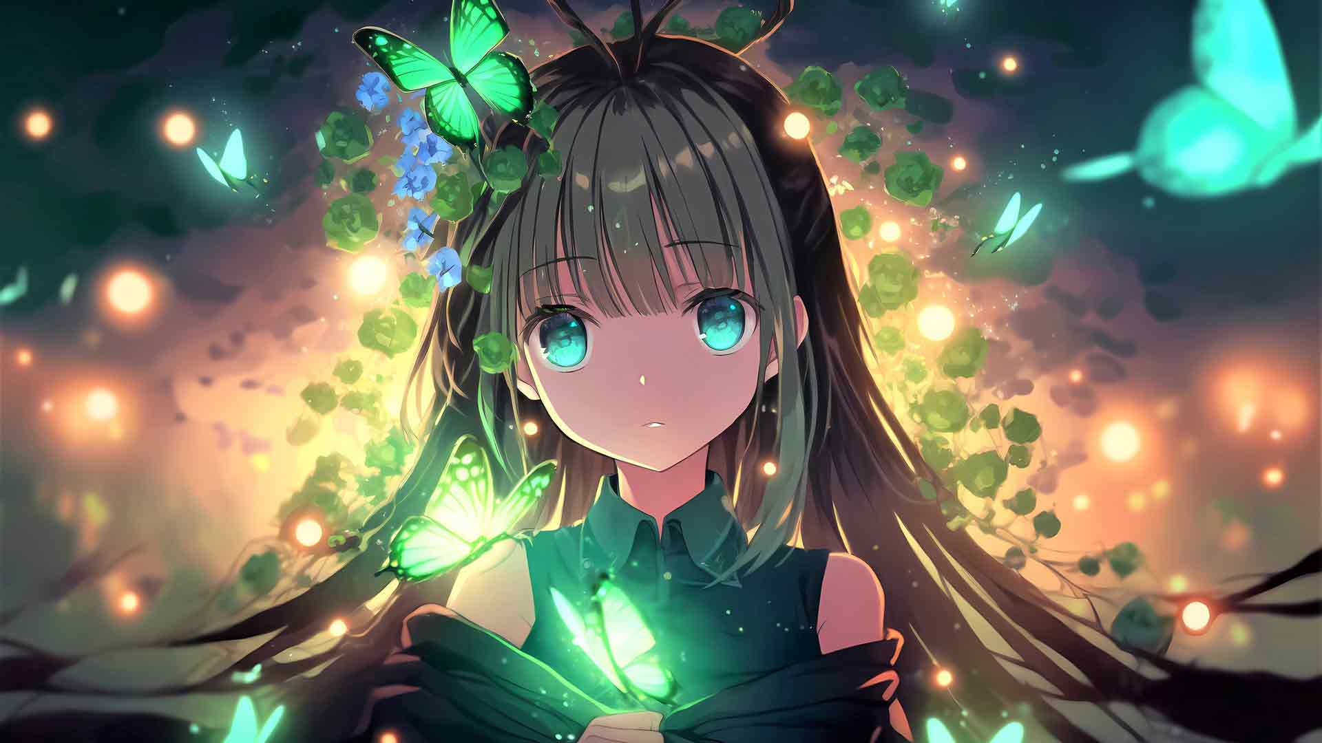 动漫女孩绿眼睛壁纸