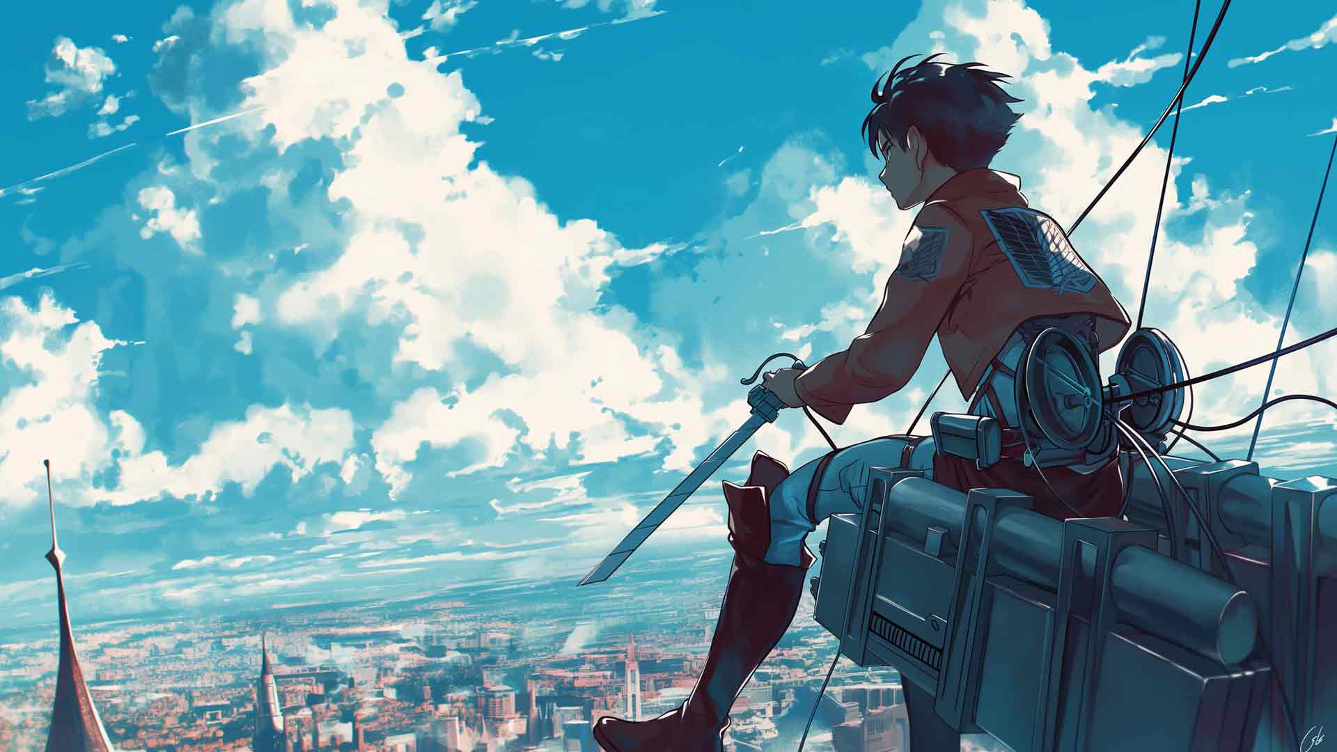 AOT EREN JAEGER 城市风景桌面壁纸