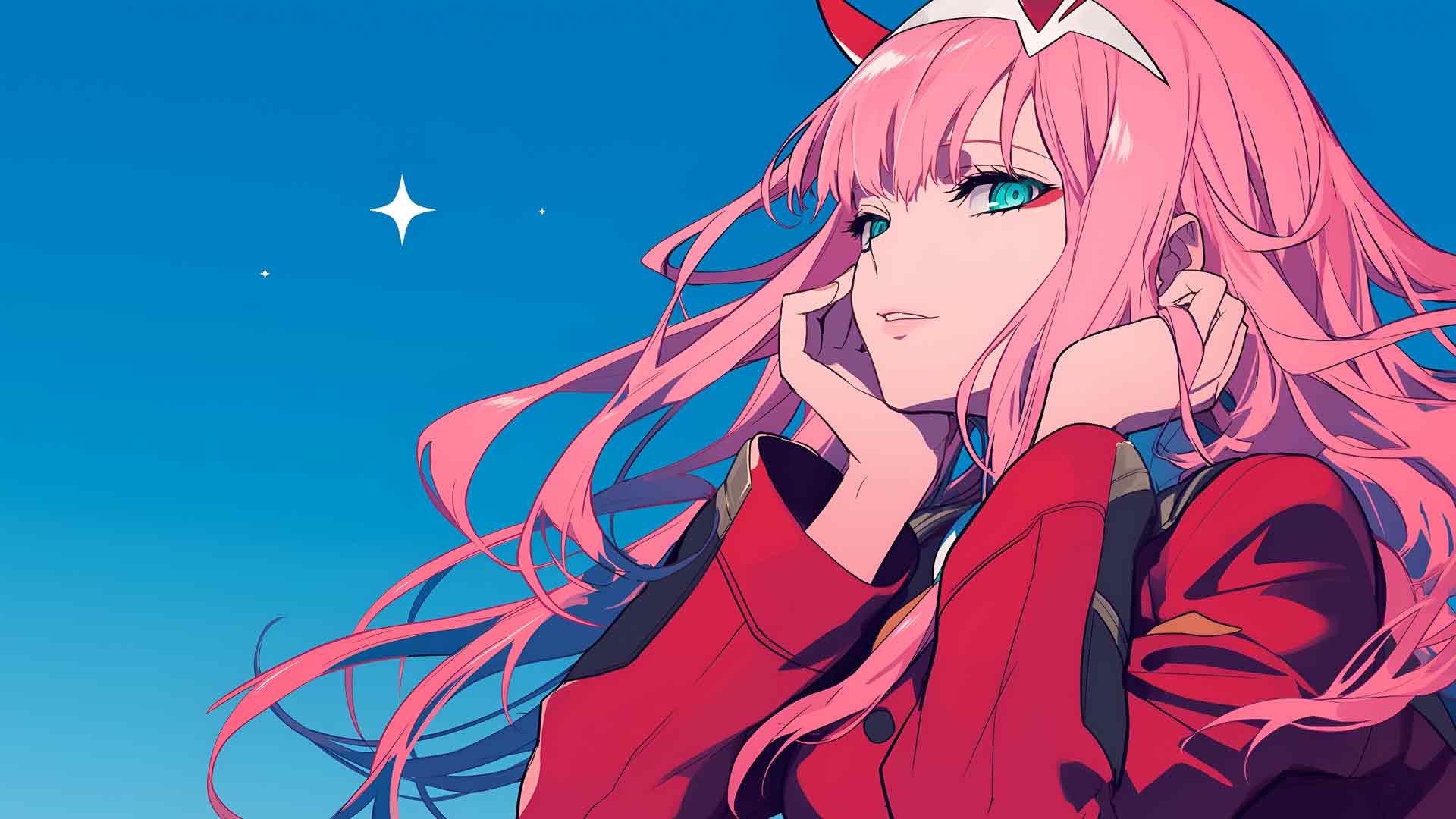 亲爱的法兰克斯零二蓝色桌面壁纸